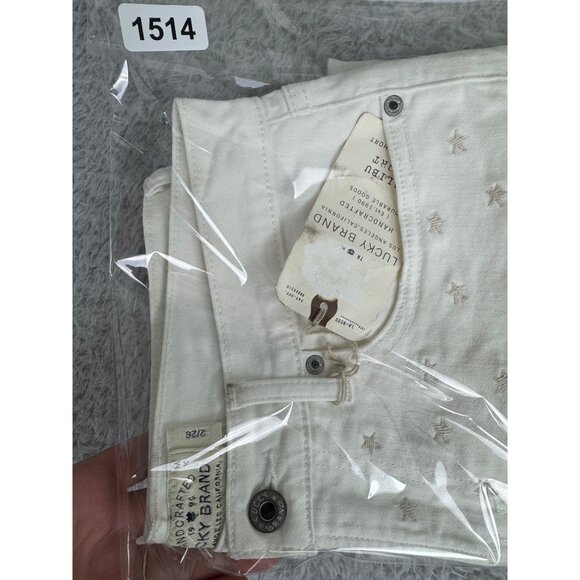 Lucky Brand Malibu Short Womens White Embroidered Star Denim Cutoff Shorts Sz 26 - Picture 16 of 16
